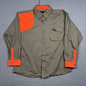 Master Sportsman Shooting Shirt Mens 2XL Beige Orange Visibility Hunting Button